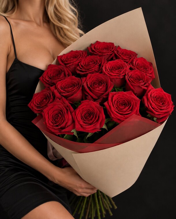 Букет из 15 красных роз за 10150₽ с доставкой в Москве от F l w r s на Flawery