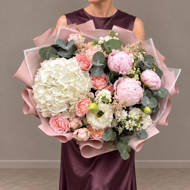Букет цветов Пудровый шёлк за 11290₽ с доставкой в Москве от Bloomona на Flawery