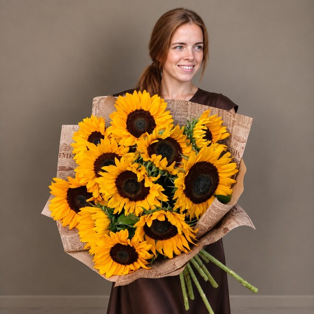 Букет цветов Подсолнух 11 штук за 5990₽ с доставкой в Москве от Bloomona на Flawery