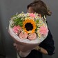 Полевой букет с Подсолнухом и Ромашками в стильной упаковке🌸