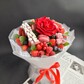 Букет для Мамы. Подарок с ягодами клубники, малины, шоколадными изделиями, розой в стильной упаковке