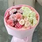 Нежный букет с кустовой розой, гортензией, розой, диантусами и хризантемой