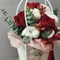 Композиция в сумке роза красная хлопок