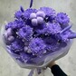 Букет из кустовых хризантем, хлопка и лагуруса