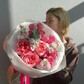Розовый нежный букет пионовидные розы