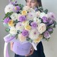Ажурная композиция:георгины гвоздики эустома